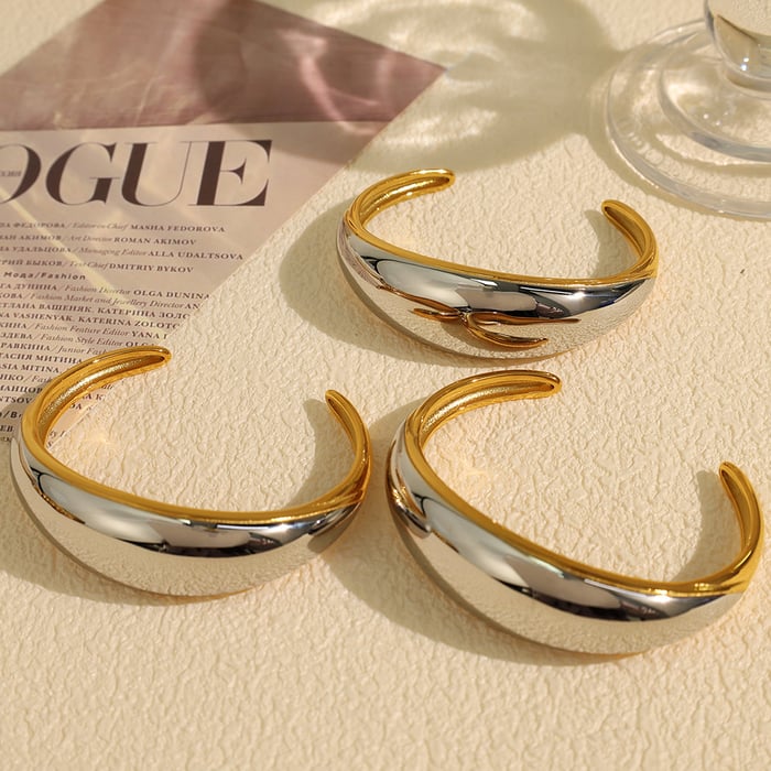 1 Piece Simple Series Simple Geometric Stainless Steel  Gold Color Women's Bangles Picture2